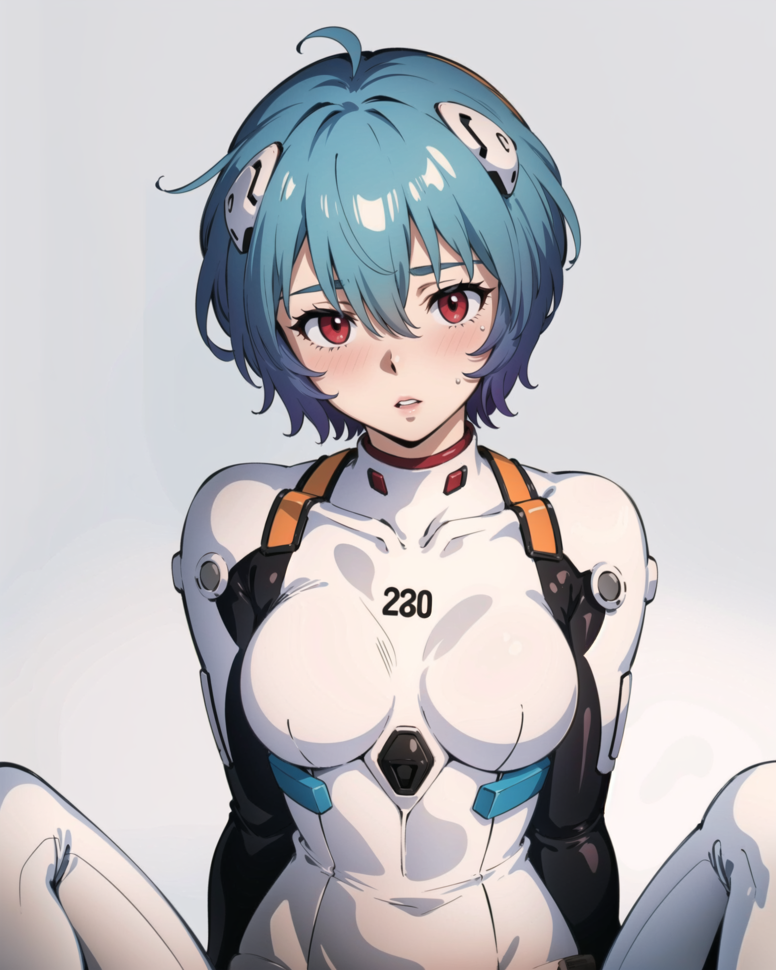 01059-3858997614-_lora_AyanamiReiV6_0.7_, 1girl, ayanami_rei, bangs, between_legs, blue_hair, blush, bodysuit, bracer, breasts, gradient, hair_be.png